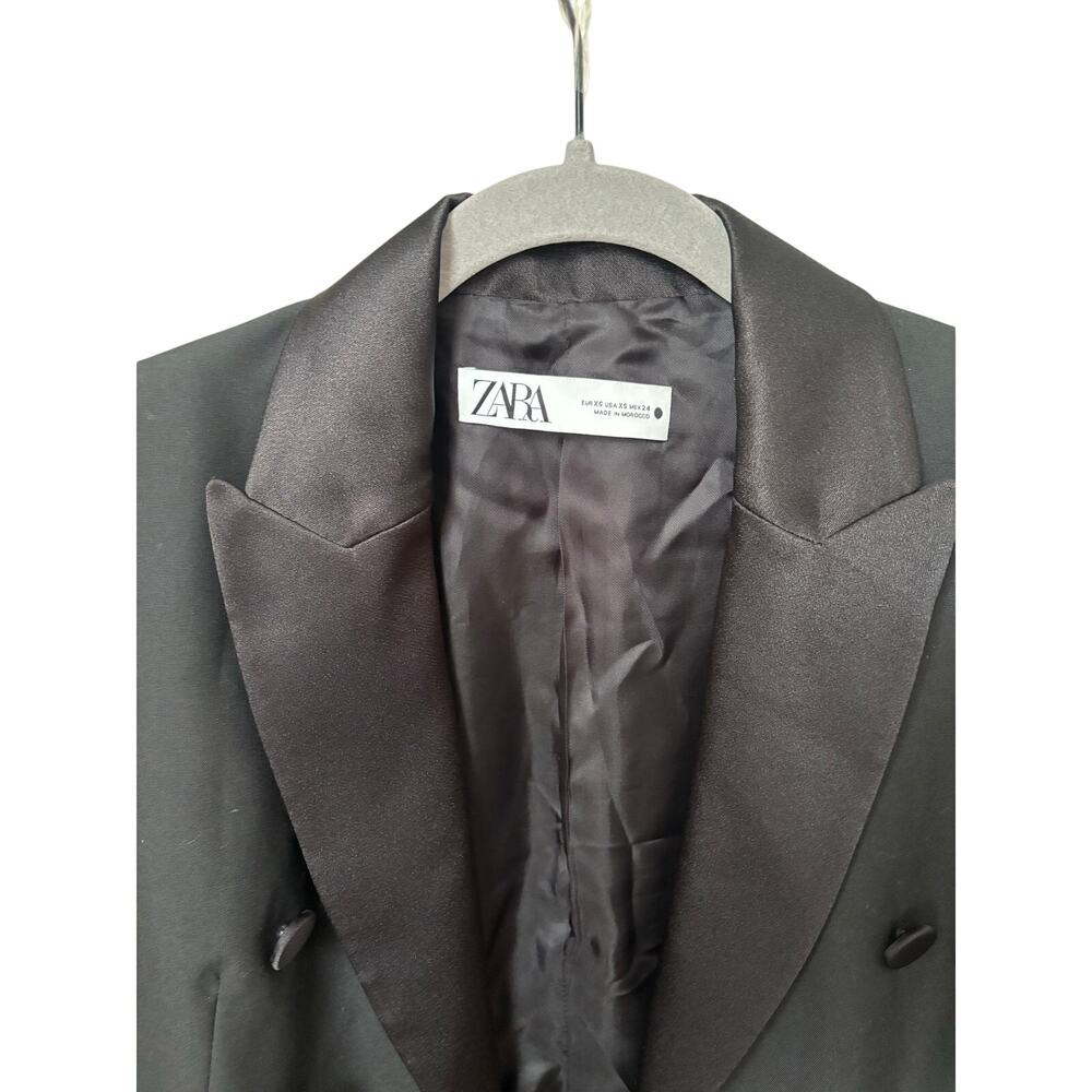 ZARA Black Double Breasted Tuxedo Blazer Satin Lapel Women’s XS EU 34 - Picture 12 of 12
